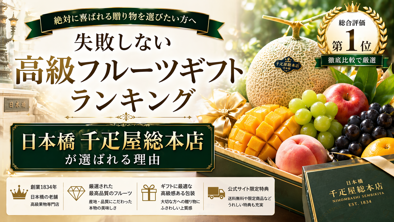 高級フルーツギフトランキング 日本橋 千疋屋総本店が圧倒的1位の理由