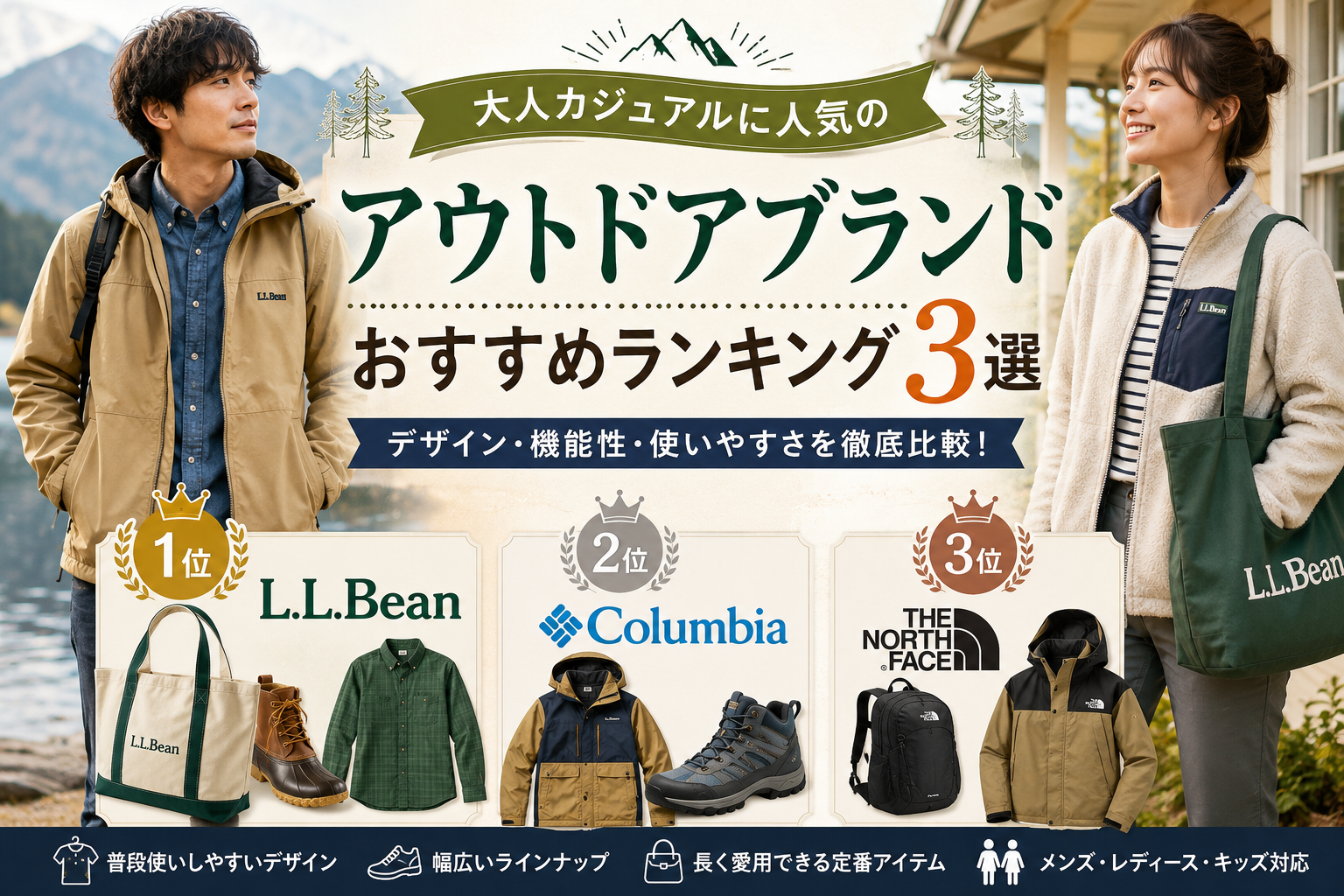 大人カジュアルに人気のアウトドアブランドおすすめランキング3選　長く愛用したくなるアウトドアカジュアルブランドを徹底比較