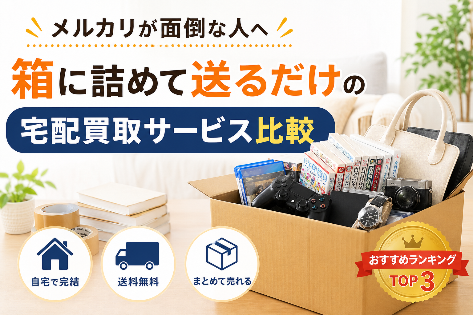 メルカリが面倒な人へ｜箱に詰めて送るだけの宅配買取サービス比較ランキング