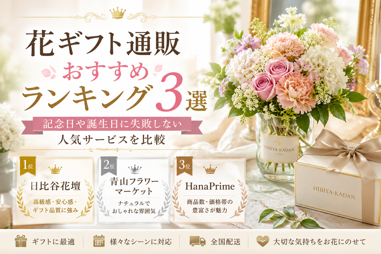 花ギフト通販おすすめランキング3選｜記念日や誕生日に失敗しない人気サービスを比較