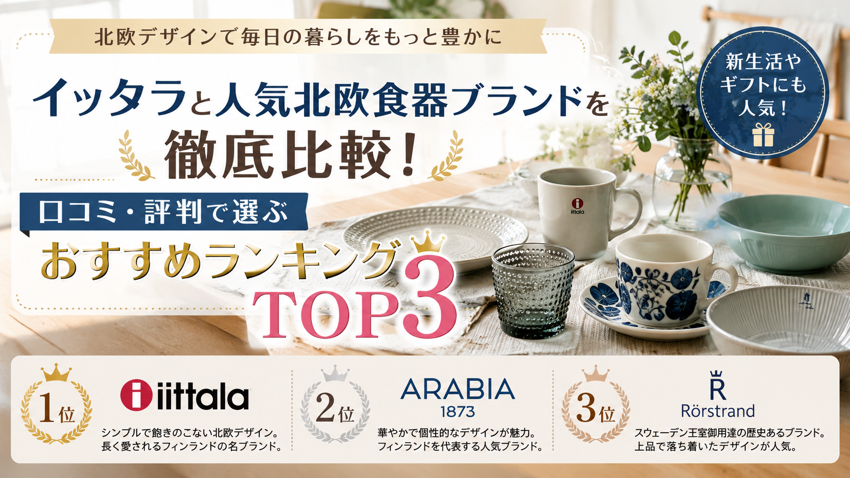 イッタラと人気北欧食器ブランドを徹底比較!口コミ・評判で選ぶおすすめランキングTOP3