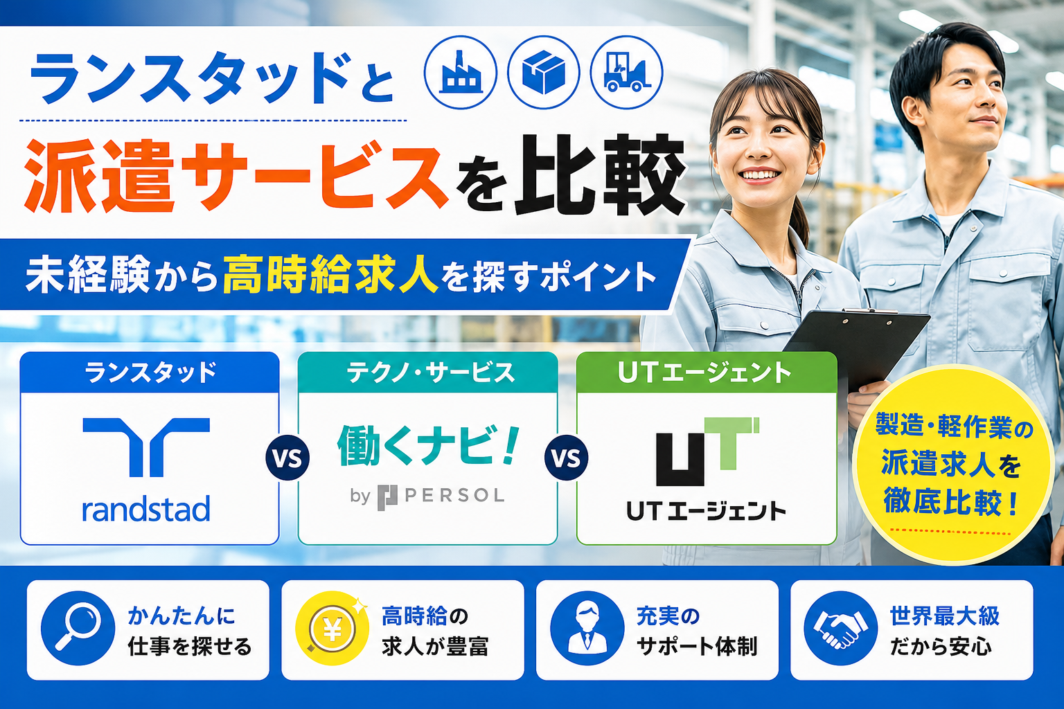 ランスタッドと派遣サービスを比較｜未経験から高時給求人を探すポイント