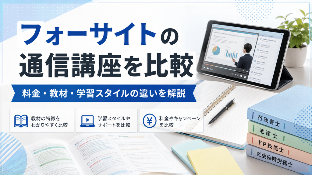 フォーサイトの通信講座を比較｜アガルート・スタディングとの違いや選び方を解説