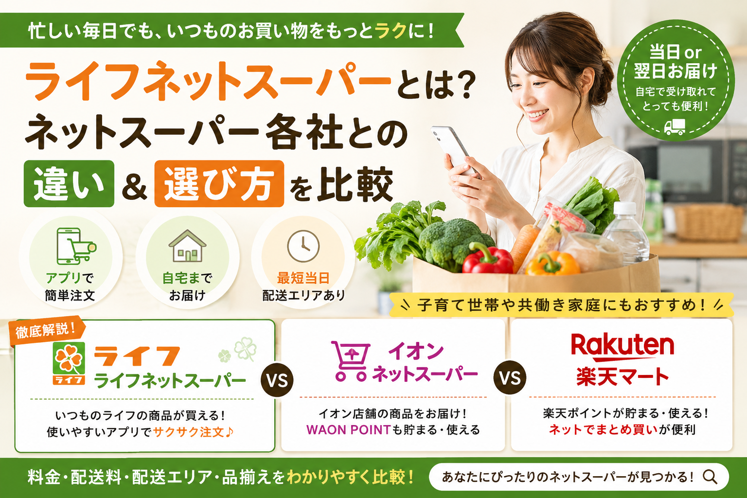 ライフネットスーパーとは?ネットスーパー各社との違いや選び方を比較
