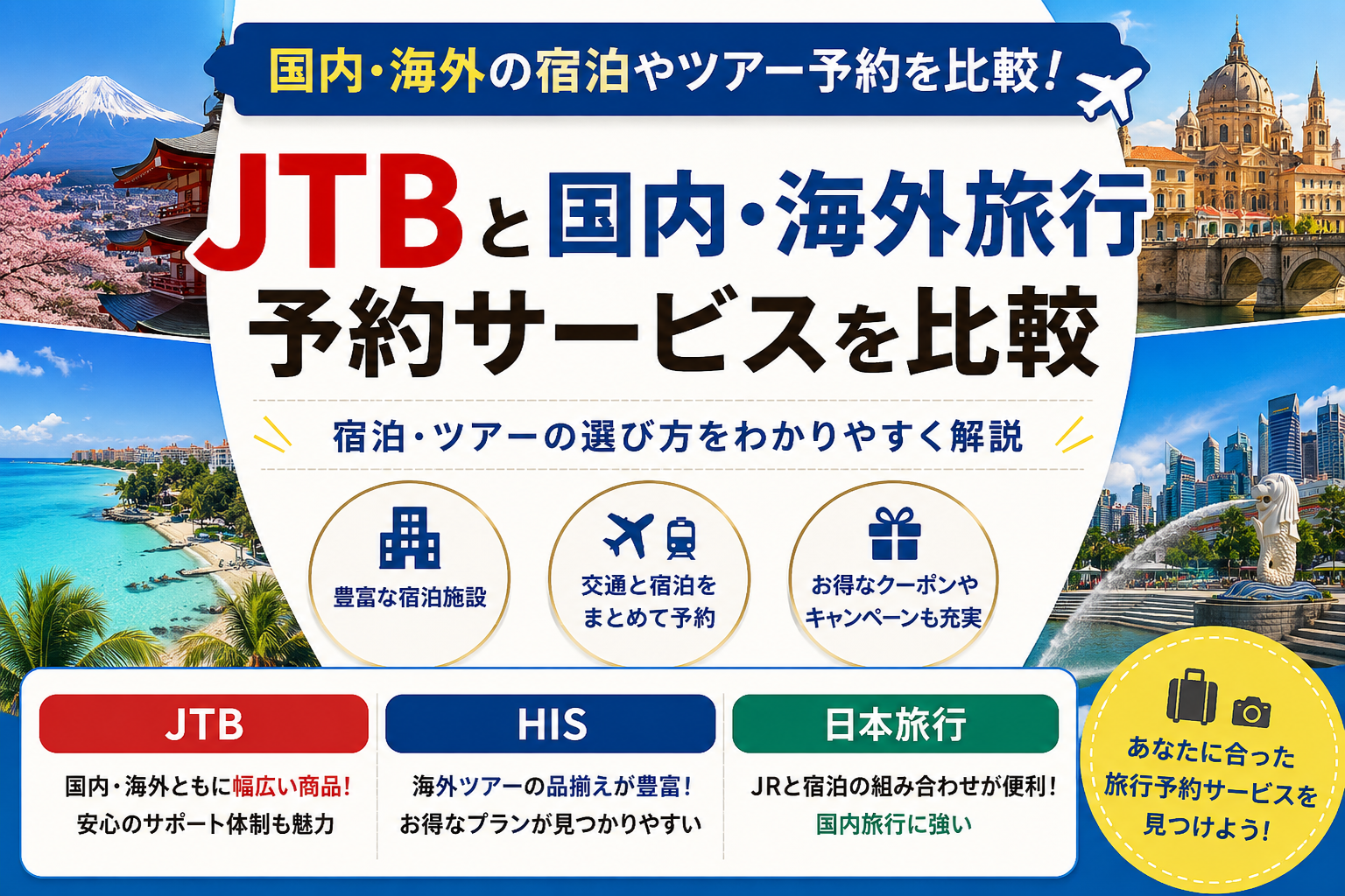 JTBと国内・海外旅行予約サービスを比較｜宿泊・ツアーの選び方をわかりやすく解説