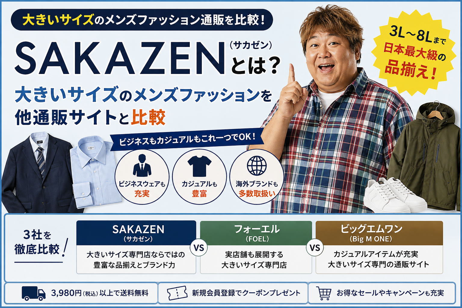SAKAZEN（サカゼン）とは？大きいサイズのメンズファッションを他通販サイトと比較